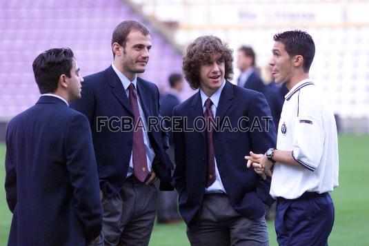 Con Xavi y Arnau, hablando con Luis Garca, el da del debut en Valladolid.