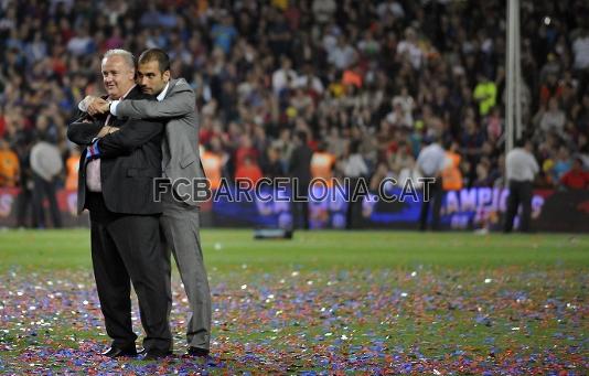23-05-09. Celebraci al Camp Nou de la Lliga i la Copa. Foto: arxiu FCB