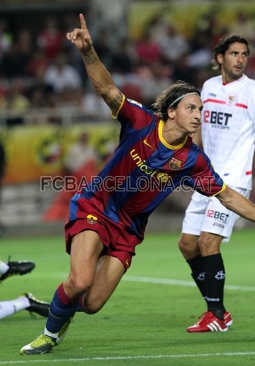 L'ltim gol d'Ibra de blaugrana, a Sevilla.