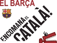 La campaa Encomana el catal, en el Camp Nou