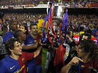 Un instant de la celebració de la Copa guanyada a València el 2009. Foto: Miguel Ruiz (FCB).