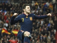Villa, celebrando un gol con Espaa. Foto: fifa.com
