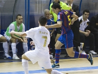 Imatge del partit d'anada entre el Marfil i el Barça, jugat a Santa Coloma