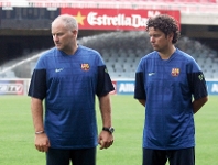 Santi Gea, al lado de Carmona, en un entrenamiento. Foto: Archivo-FCB