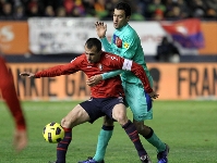 Sergio Busquets, en un moment del partit contra l'Osasuna. Fotos: Miguel Ruiz-FCB.