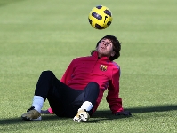 Messi, que viatjar a Pamplona, durant l'entrenament d'aquest divendres. Fotos: Miguel Ruiz-FCB.