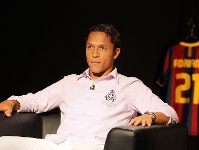 Adriano, en un moment de l'entrevista. Fotos: Miguel Ruiz (FCB)
