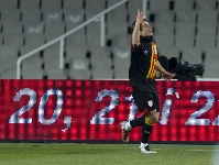 Bojan, celebrando el 3-0. Fotos: lex Caparrs-FCB