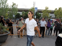 Ibrahimovic, entrando en las oficinas del club este sábado por la tarde. Foto: Miguel Ruiz (FCB).
