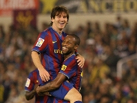 Keita aixeca Messi. Fotos: Arxiu FCB