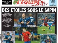 Tres dels cinc blaugranes escollits, a la portada de 'L'Equipe'
