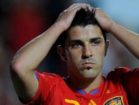 David Villa durant el partit entre Portugal i Espanya. Fotos: www.rfef.es i www.uefa.com