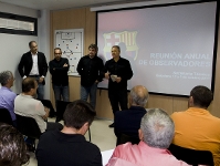 De izquierda a derecha: Andoni Zubizarreta, Albert Valentín, Narcís Julià y Pep Boada durante la reunión de observadores de este viernes. Fotos: Àlex Caparrós-FCB.