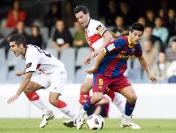 Nolito, en un momento del partido contra el Huesca en el Miniestadi. Fotos: lex Caparrs-FCB.