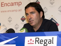 Xavi Pascual, en un instante de la rueda de prensa. Foto: lex Caparrs - FCB