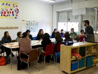 Els educadors dels XICS, durant la sessi de divendres passat. Foto: lex Caparrs / FCB
