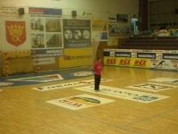 El Bara Borges ha fet el primer entrenament a Kielce en aquest pavell. (Foto: FCB)