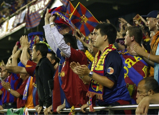 Bara members at Mestalla for the cup final two years ago against Athletic Bilbao. Photo: FCB archive.