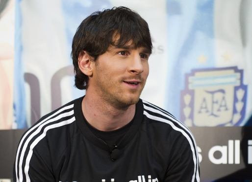 Messi, durant l'acte promocional. Fotos: lex Caparrs (FCB)