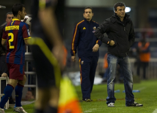 Luis Enrique, durant el partit amb l'Alcorcn. Foto: lex Caparrs-FCB