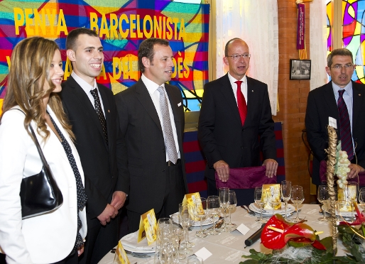 Sandro Rosell, Jordi Cardoner i Pau Vilanova al dinar d'aniversari dels 50 anys de la PB de Vilafranca. Foto: lex Caparrs - FCB