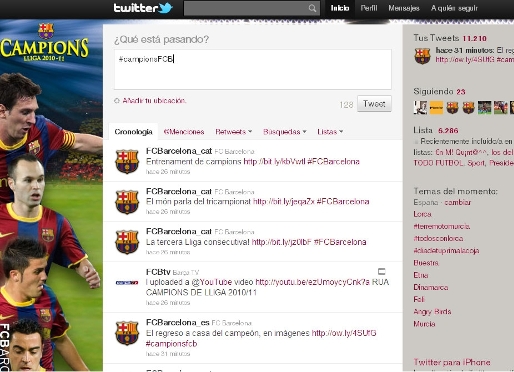 #campionsfcb, first world trending topic in Catalan in club history