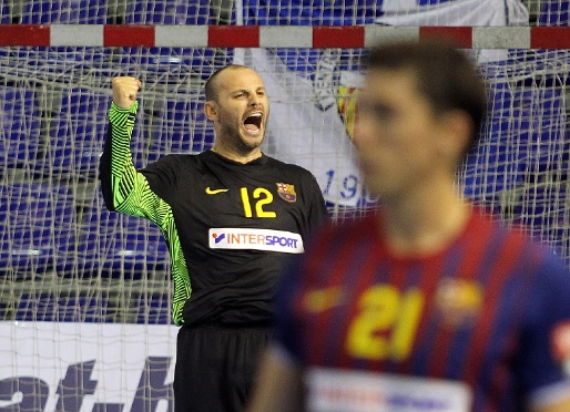 Saric, uno de los protagonistas de la victoria contra el Chambery. (Fotos: Miguel Ruiz - FCB)