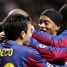 El equipo celebra el primer gol de Messi.
