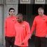 Keita, Mrquez, Henry i Gudjohnsen, sortint del Camp Nou per anar al camp d'entrenament.