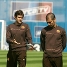Josep Guardiola hablando con su ayudante, Tito Vilanova.