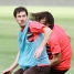 Messi, jugando el partido del entreno.