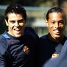 En un entrenamiento, con Ronaldinho.