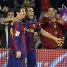 Alves, amb Messi, celebrant un gol del brasiler a Valladolid. Foto: Arxiu FCB